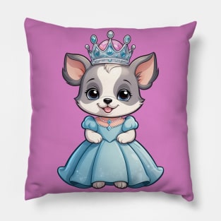 Cute Cartoon Puppy in Blue Dress and Pink Shoes Pillow