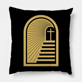 Stairs leading to the cross of Christ. Pillow