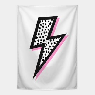 Dalmatian Spots, Black and Pink, Lightning Bolts Tapestry