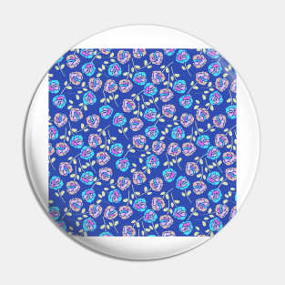 Blue Rose Floral Pattern Pin