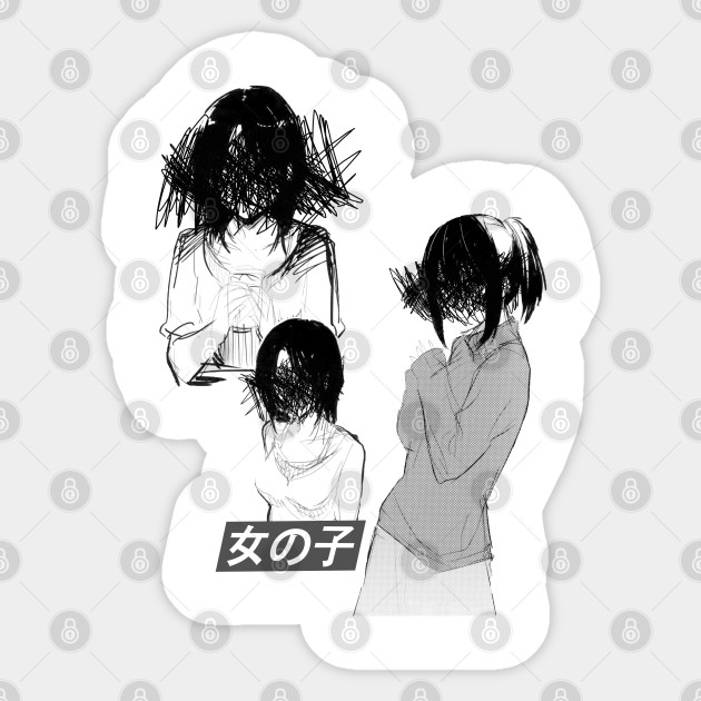 Girls Black And White Sad Japanese Anime Aesthetic Anime Sticker Teepublic
