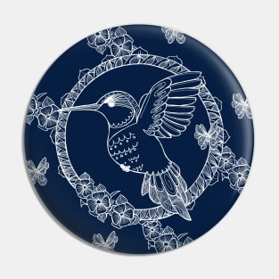 Hummingbird anti-stress&White_Navy Blue Pin