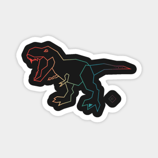 T-Rex Rainbow Dinosaur Black Magnet