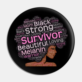 African American Breast Cancer Survivor Afro Pin