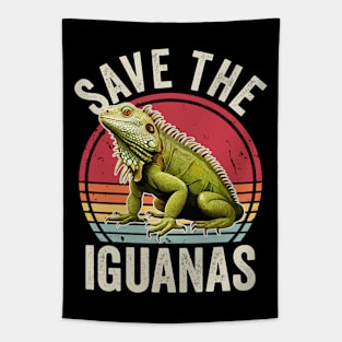 Save The Iguanas Retro Vintage Iguana Lover Tapestry