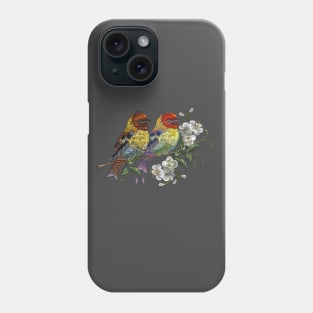 Two Bird Blossoming Cherry Embroidery Phone Case