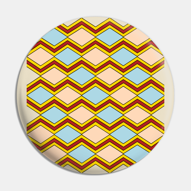 Zigzags and Diamonds Abstract Art Pin by AzureLionProductions