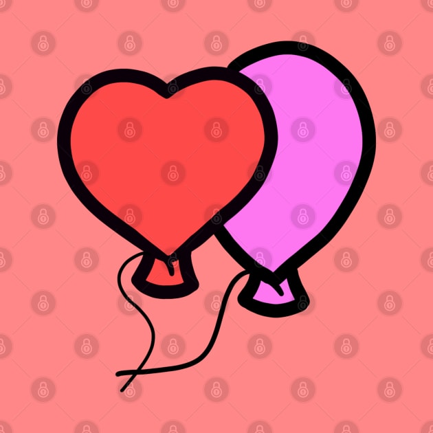 Cute Valentines Day Heart Love Baloons by Artmmey
