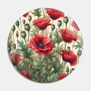 Red Poppy Flower Pin