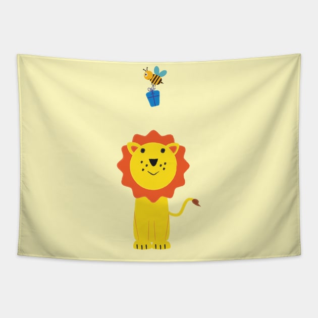 Lion and bee Tapestry by grafart