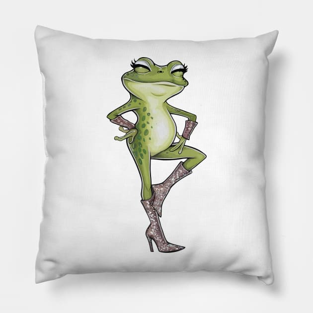Fashionable Frog in Heels Pillow by Frogle