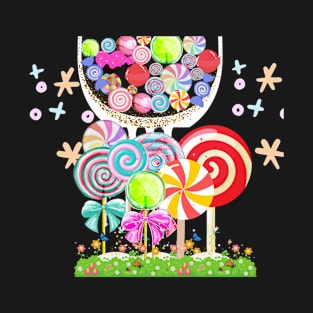 Enchanted Lollipop Garden Illustration T-Shirt