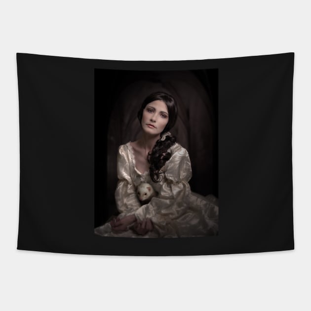 portrait of woman in vintage dress Tapestry by graphic3000