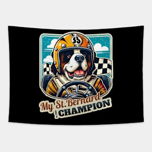 Car racer St. Bernard Tapestry