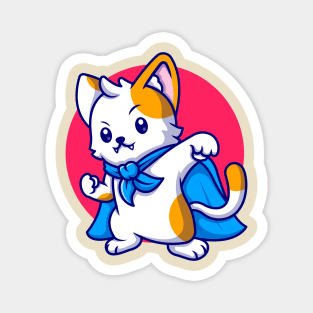 Cute Cat Supe Hero Cartoon Magnet