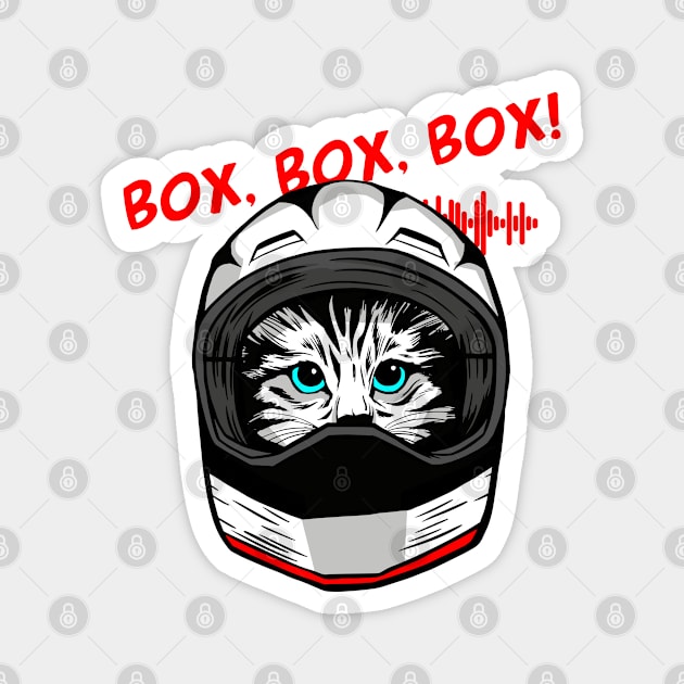 funny cat driver – Box, box, box! (Icecat) Magnet by LiveForever