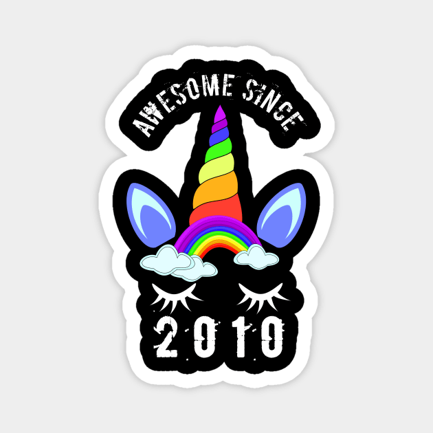 Awesome Since 2010 unicorn birthday 10th gift shirt Magnet by FouadBelbachir46