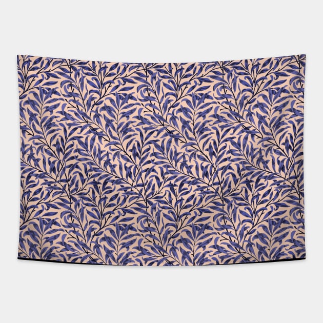 William Morris Willow Bough Blue on Peach and Amethyst Tapestry by tiokvadrat