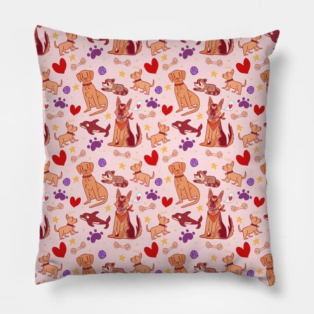 Jackie's Dogs Version 2 Pillow by misnamedplants