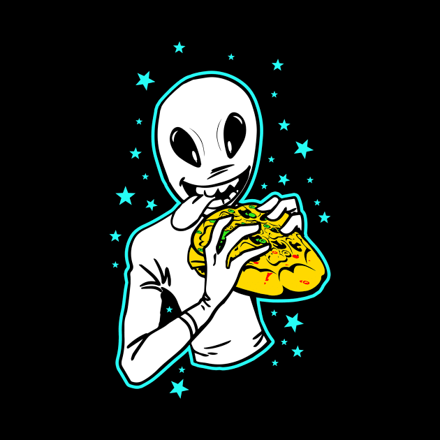 Alien Eating Pizza by WildOutdoors