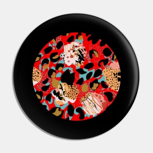 Modern abstract rose and leopard texture red Pin