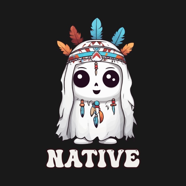 Kawaii Native American Indian Ghost Halloween by Rishirt