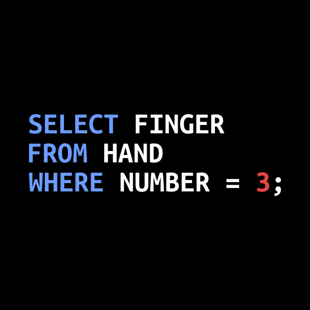 Middle Finger Select SQL Developer Funny Gift by JeZeDe