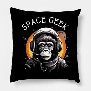 Vintage Space Geek Monkey Ape Chimp Astronaut Pillow