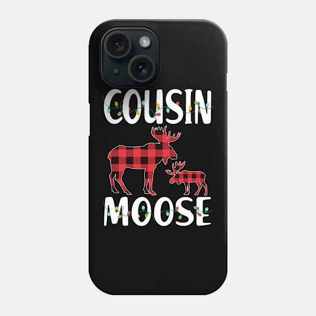 Red Plaid Cousin Moose Matching Family Pajama Christmas Gift Phone Case by intelus