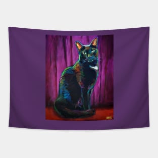 Spooky Black Halloween Cat Tapestry