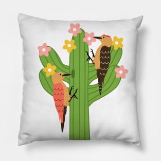 Saguaro Cactus and Gila woodpecker Pillow