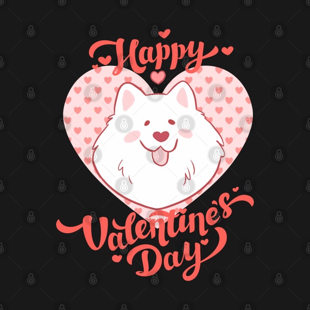 Happy valentines day cute samoyed dog illustration by Yarafantasyart