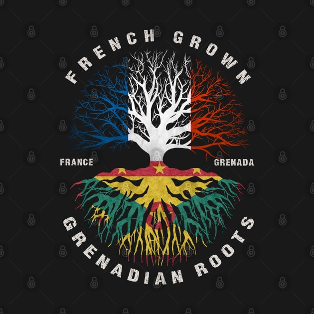 French Grown Grenadian Roots Grenada Flag by heart teeshirt