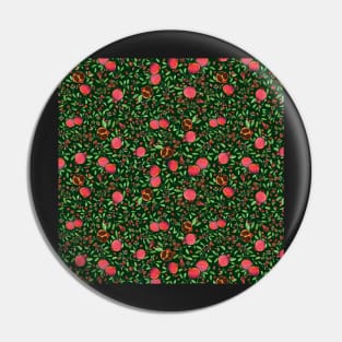 Pomegranates on Forest Green Background by MarcyBrennanArt Pin