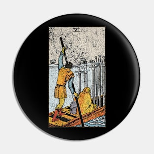 Six of swords tarot card (distressed) Pin