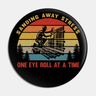 Retro Vintage Sunset Funny Drywall Installer Nostalgia Humor Pin