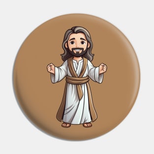 Smiling Cartoon Jesus Christ Pin