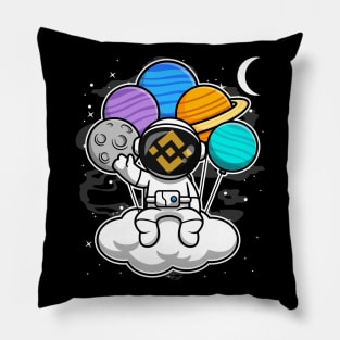 Astronaut Floating Binance BNB Coin To The Moon Crypto Token Cryptocurrency Wallet Birthday Gift For Men Women Kids Pillow