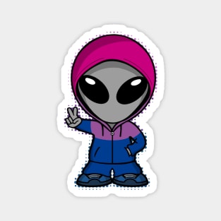 Space Alien Bi Pride Colors Magnet