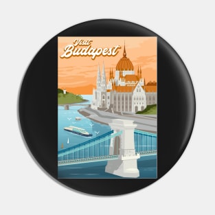 Travel Poster Budapest Hungary Danube Pin