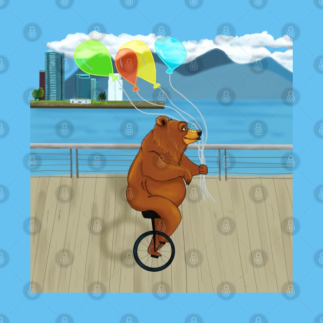 Bear in monocycle by Brushes with Nature