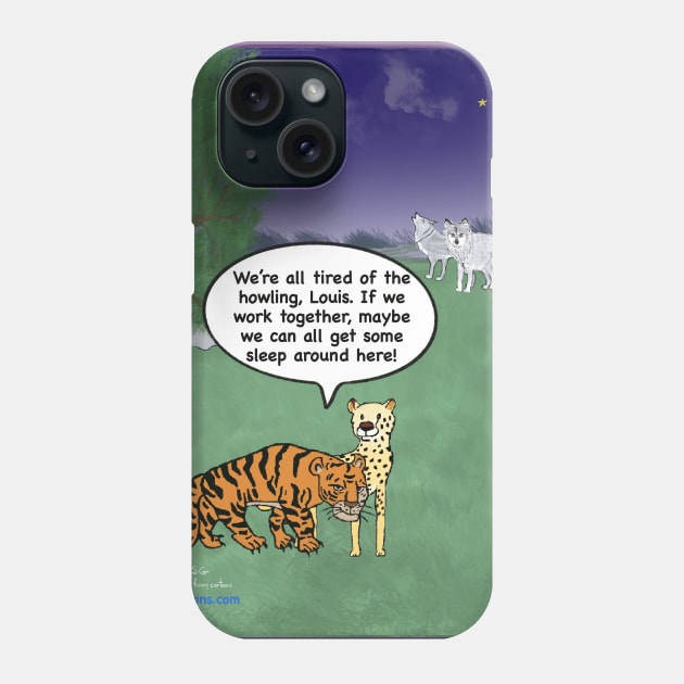 Enormously Funny Cartoons Howling Wolves Phone Case by Enormously Funny Cartoons