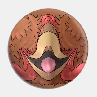 Red Chicken Mask Pin