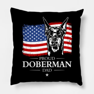 Proud Doberman Dad American Flag patriotic dog Pillow