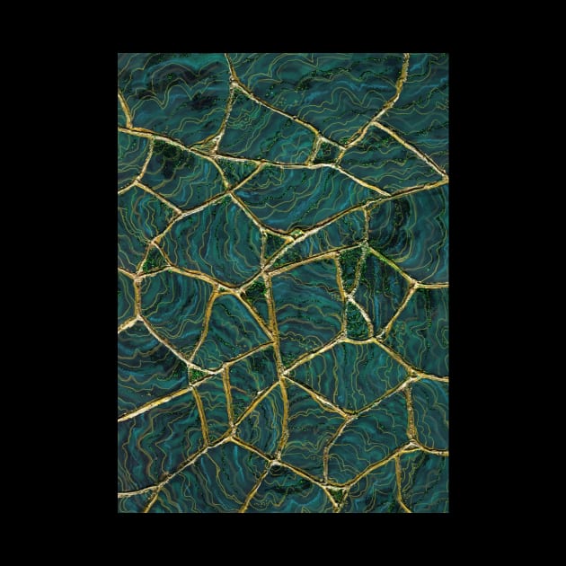 Malachite Kintsugi Broken Art Green and Gold by ArtisticEnvironments