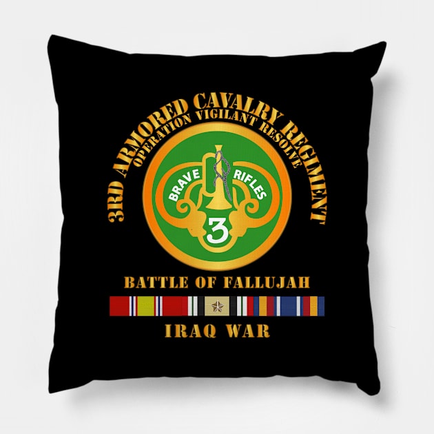 Army - 3rd ACR  w Iraq Svc - Fallujah - V1 Pillow by twix123844