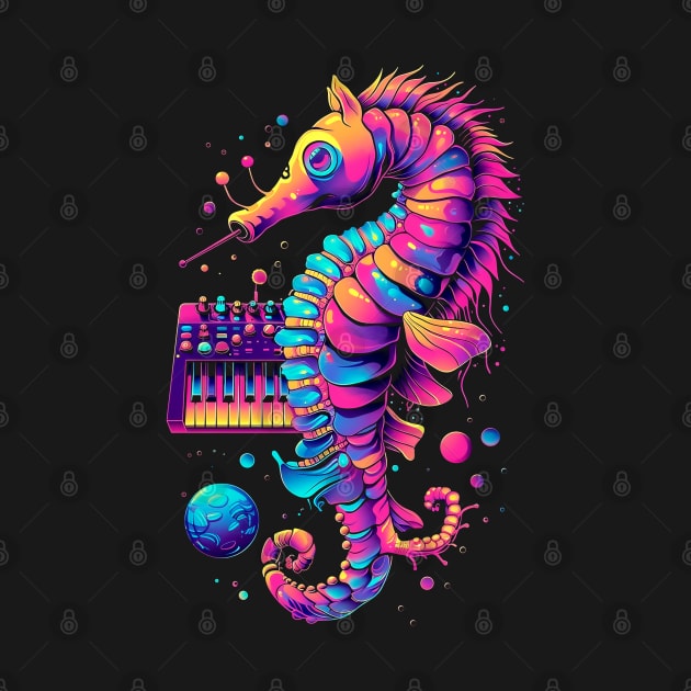 Synthwave Seahorse Serenade by AriWiguna
