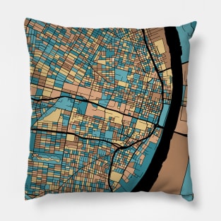 St. Louis Map Pattern in Mid Century Pastel Pillow