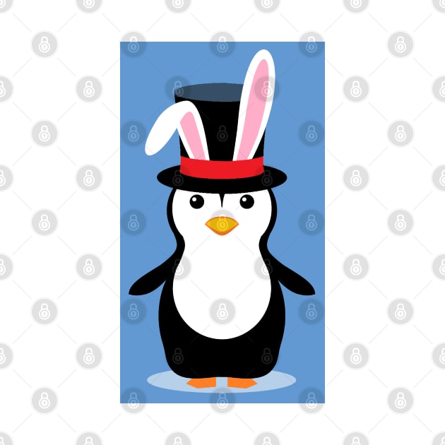 PENGUIN IN A BUNNY EARS HAT by JeanGregoryEvans1