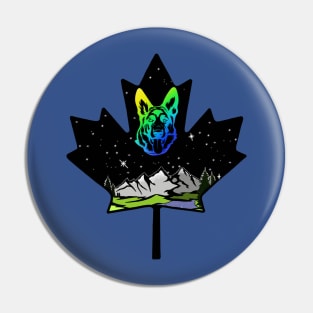 Canadian Maple Leaf German Shepherd - Green/Blue Pin